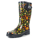 High Top Rubber Womens Rain Boots -Garden Blossom