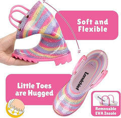 Glatter rain boots-Pink Stripes