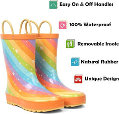 Rainbow Stripes Rubber Rain Boots Kids