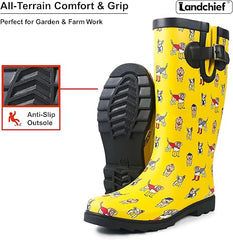 High Top Rubber Womens Rain Boots -Pup Parade