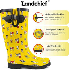 High Top Rubber Womens Rain Boots -Pup Parade