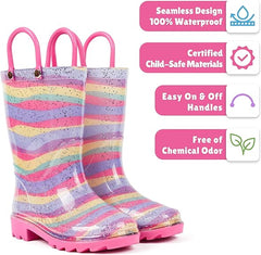 Glatter rain boots-Pink Stripes