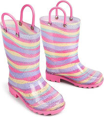 Glatter rain boots-Pink Stripes