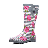 High Top Rubber Womens Rain Boots -Flowers