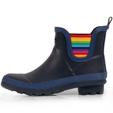 Ankel Chelsea Rubber Womens Rain Boots -Navy Rainbow