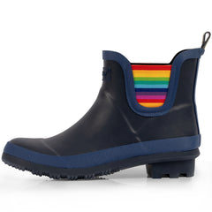 Ankel Chelsea Rubber Womens Rain Boots -Navy Rainbow