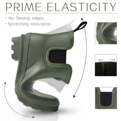 Ankel Chelsea Rubber Womens Rain Boots -Deep Green