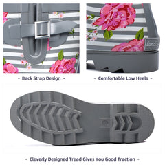 High Top Rubber Womens Rain Boots -Flowers