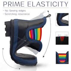 Ankel Chelsea Rubber Womens Rain Boots -Navy Rainbow