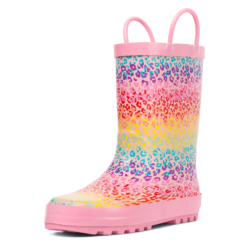 Pink Rainbow Rubber Rain Boots Kids