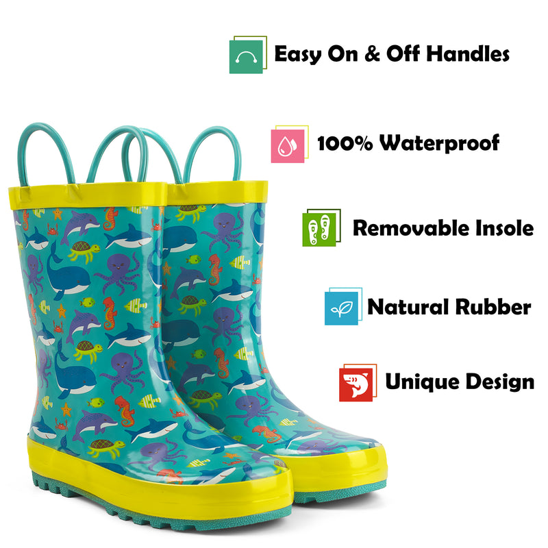 Blue Shark Rubber Rain Boots Kids