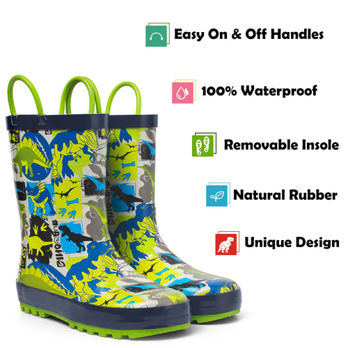 Camo Dino Rubber Rain Boots Kids