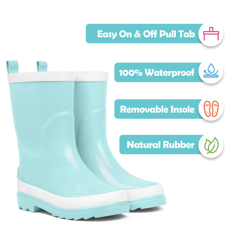 Tranquil Blue Rubber Rain Boots Kids Premium Collection