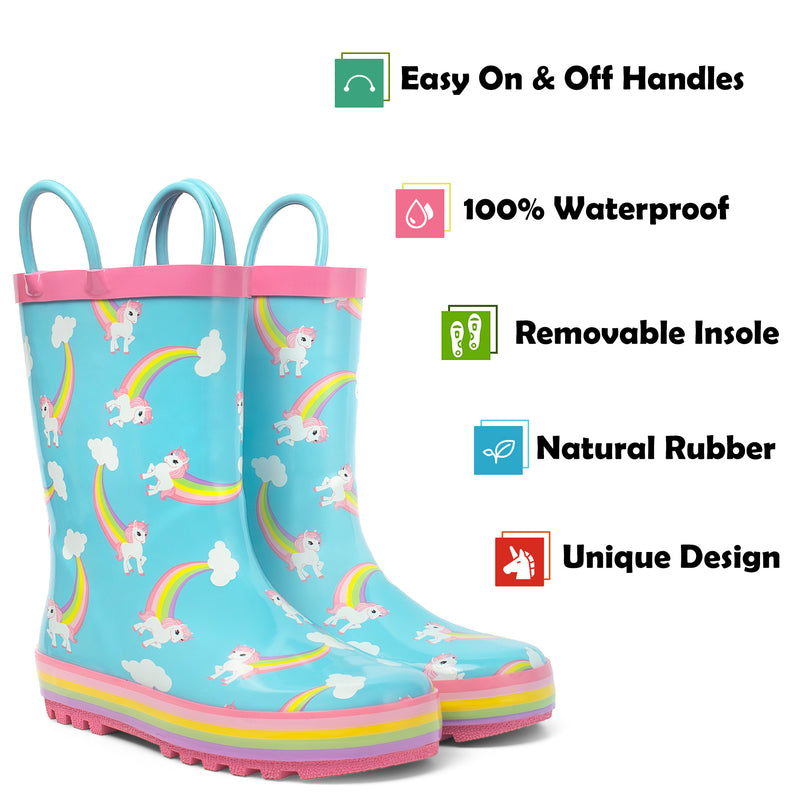 Rainbow Unicorn Rubber Rain Boots Kids