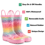 Pink Rainbow Rubber Rain Boots Kids