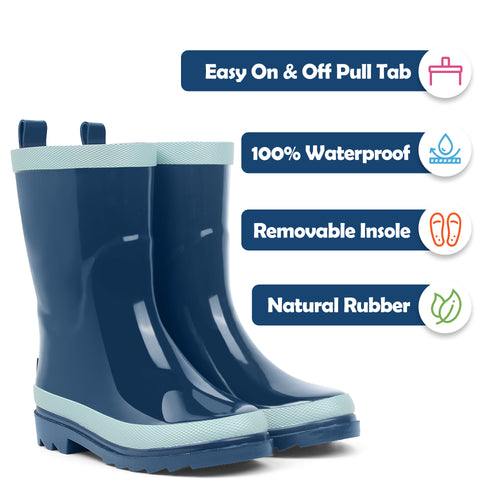 Chic Navy Rubber Rain Boots Kids Premium Collection