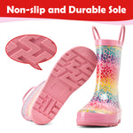 Pink Rainbow Rubber Rain Boots Kids