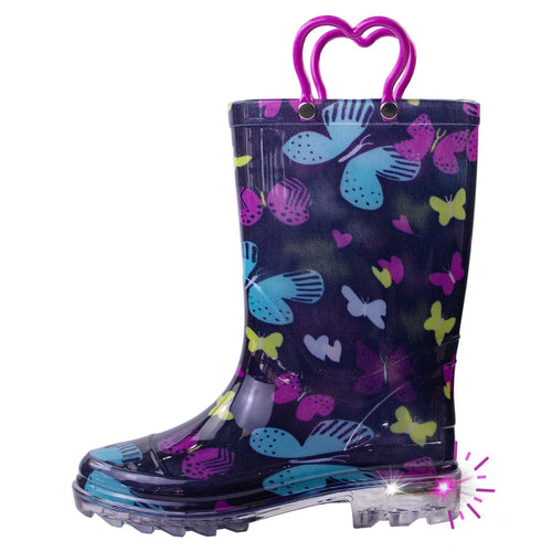 Landchief Butterfly Light Up Rain Boots Kids