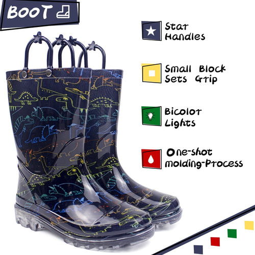 Landchief Stegos Designed Light Up Rain Boots Kids