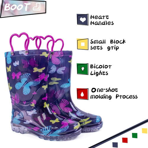 Landchief Butterfly Light Up Rain Boots Kids
