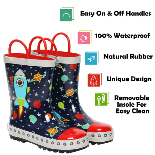 Rocket Space Rubber Rain Boots Kids