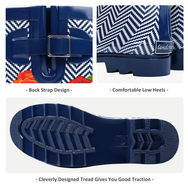 High Top Rubber Womens Rain Boots -Blue Wave