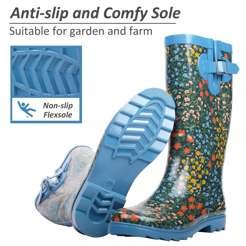 High Top Rubber Womens Rain Boots -Daisy