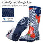 High Top Rubber Womens Rain Boots -Blue Wave
