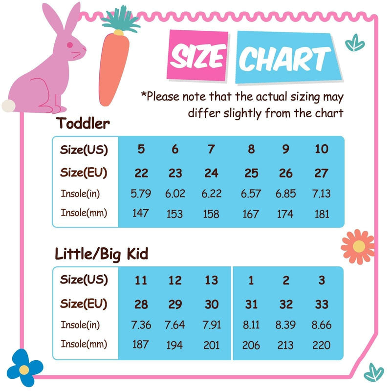 Landchief Pinky Blue Floral Rubber Rain Boots Kids size chart
