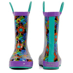 Landchief Purple Flower Rubber Rain Boots Kids