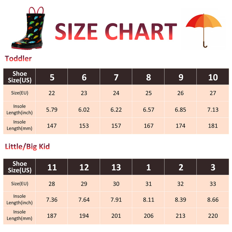 Colorful Umbrellas Rubber Rain Boots Kids