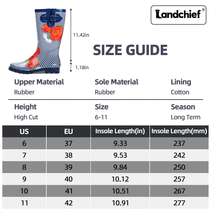 High Top Rubber Womens Rain Boots -Blue Wave