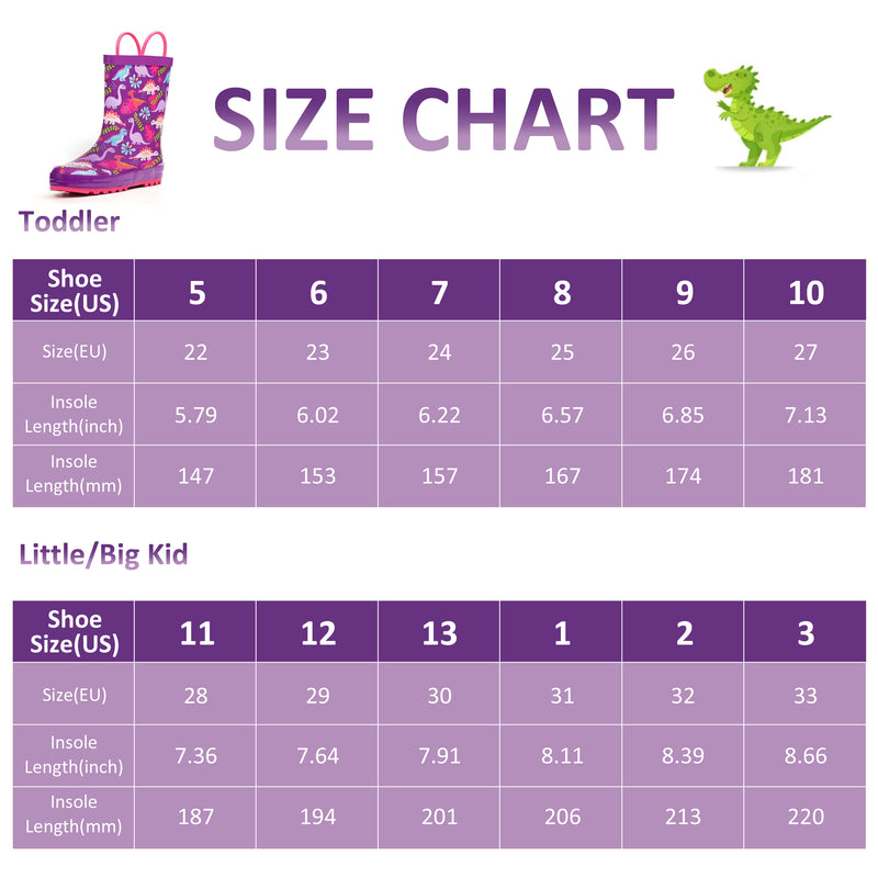 Purple Dinosaur Rubber Rain Boots Kids