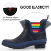Ankel Chelsea Rubber Womens Rain Boots -Navy Rainbow