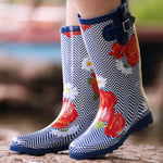 High Top Rubber Womens Rain Boots -Blue Wave