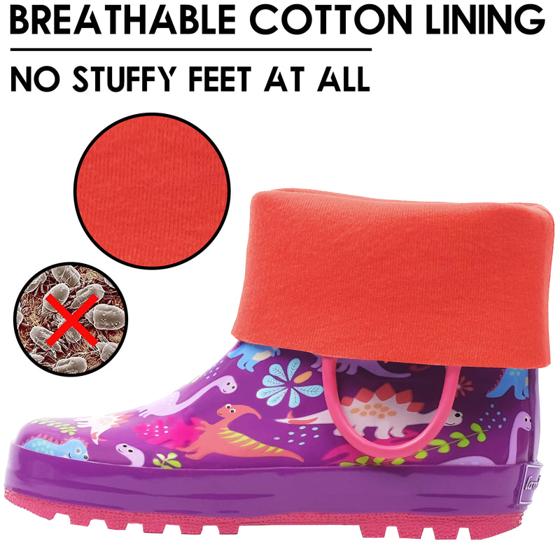 Purple Dinosaur Rubber Rain Boots Kids