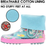 Pinky Blue Floral Rubber Rain Boots Kids